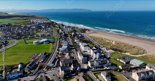 Aerial view of Castlerock Village on the Atlantic Ocean Coleraine Derry Northern Ireland photo