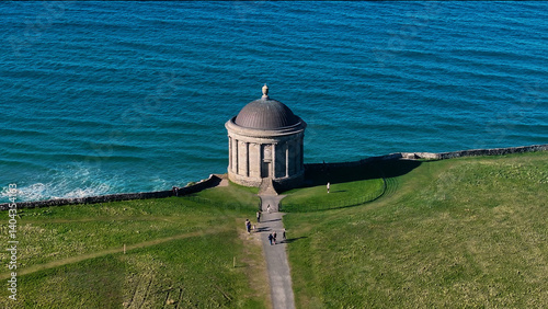 Aerial view of Mussenden Temple and Downhill Demesne Coleraine Co Derry Northern Ireland photo