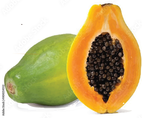 It includes the key elements papaya, sliced, isolated, black background and keeps it easy to understand Want a few more variations