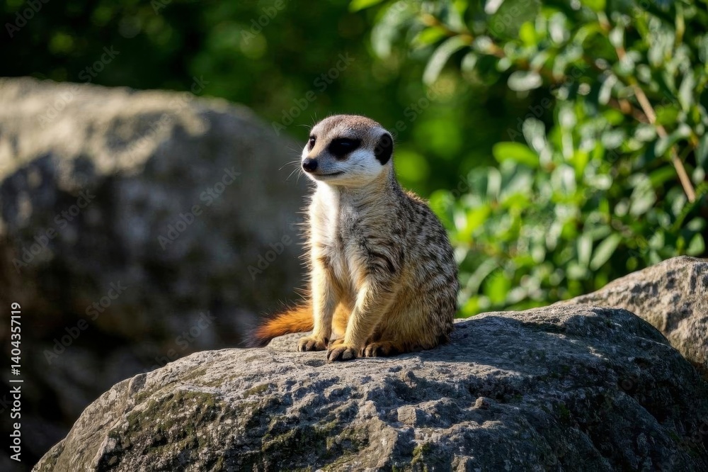 Fototapeta premium there is a small animal sitting on a rock in the sun