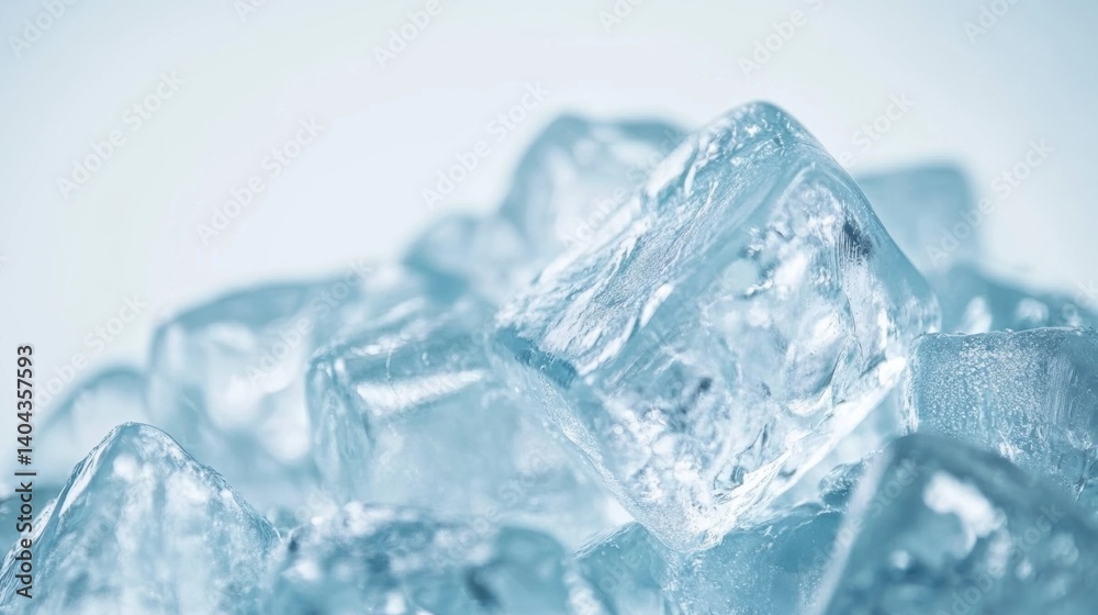 Chunks of clear ice sit together, sparkling under soft light, showcasing their transparency and cool texture in a serene setting Chunks of clear ice sit together, sparkling under soft light, showcasing their transparency and cool texture in a serene setting