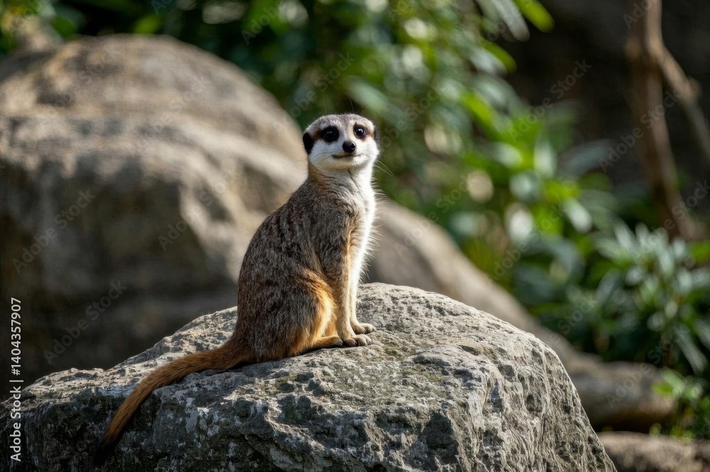 Fototapeta premium there is a small animal sitting on a rock in the sun