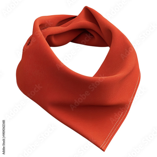 Red bandana with folded, and textile.
