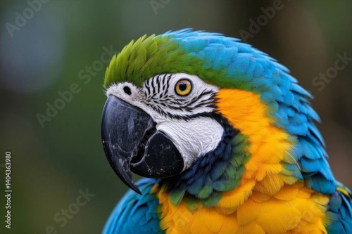 araffy blue and yellow parrot with a green and yellow head