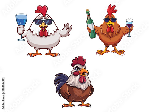 vector illustration of a Drunken Chicken