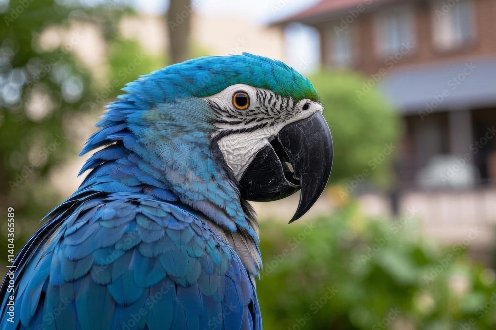Obraz premium araffy blue and green parrot with a blue head and yellow eyes