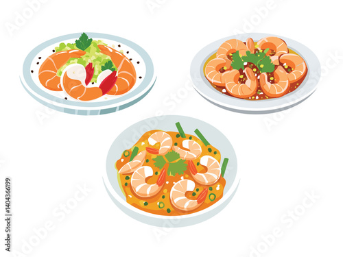 vector illustration of a chinese food Salt and Pepper Shrimp