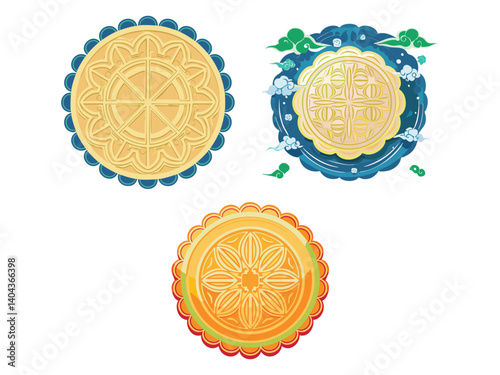 vector illustration of a chinese food Snow Skin Mooncake