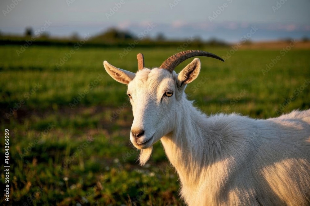 there is a goat that is standing in the grass there is a goat that is standing in the grass
