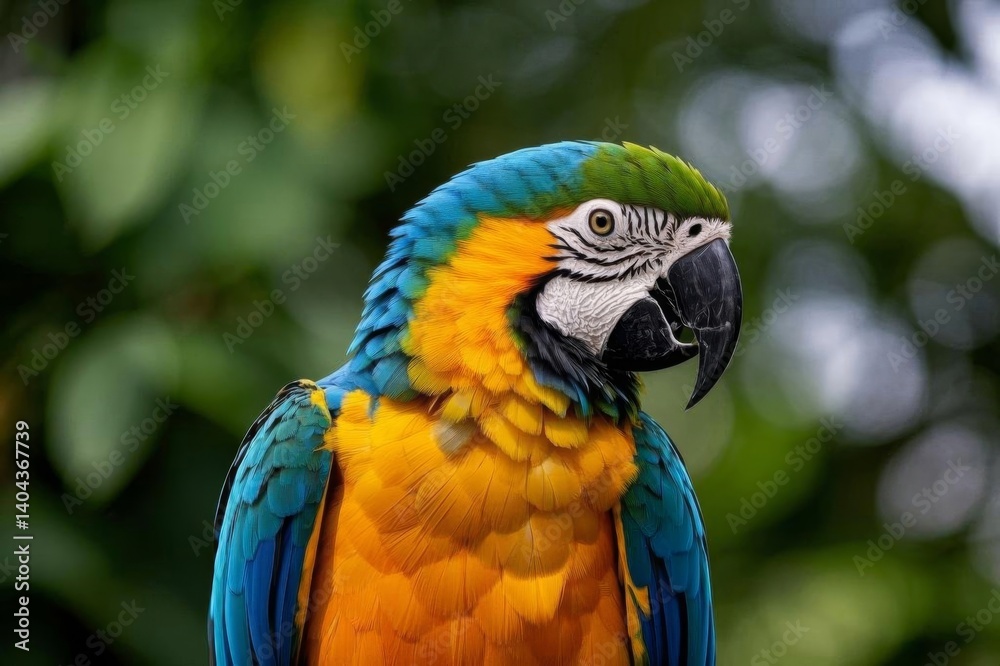 araffe parrot with blue and yellow feathers sitting on a branch araffe parrot with blue and yellow feathers sitting on a branch