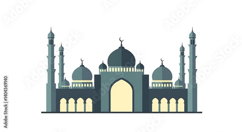 Stylized architectural rendition of a majestic mosque with intricate details photo