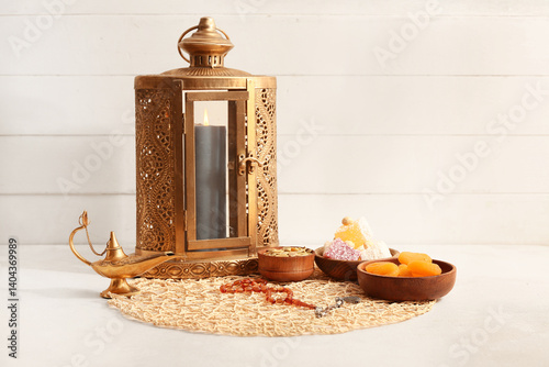Aladdin lamp, prayer beads,...