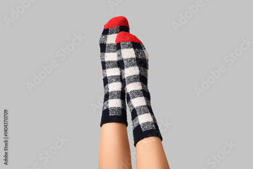 Cozy plaid fuzzy socks on l...