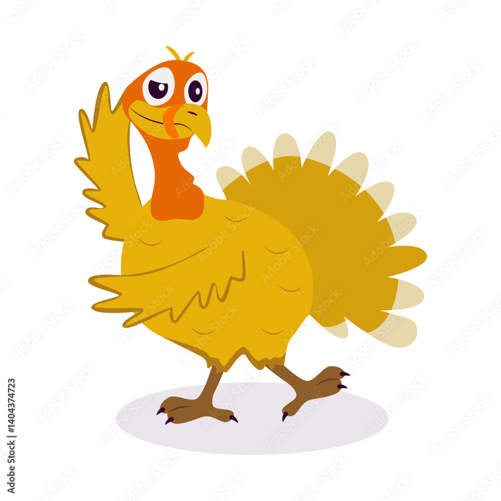 Naklejka premium Illustration of Happy Thanksgiving Turkey. Vector Cartoon Character.