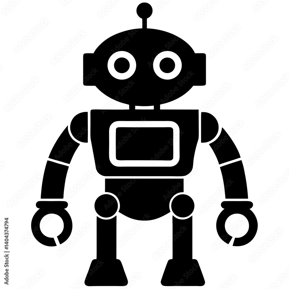 Simple Black Robot Silhouette Vector Illustration Simple Black Robot Silhouette Vector Illustration