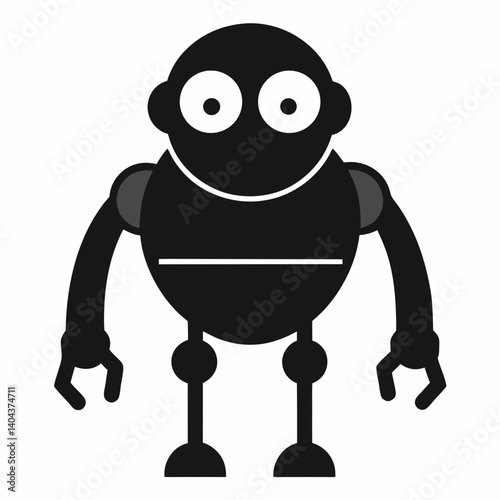 Simple Black Robot Silhouette Vector Illustration