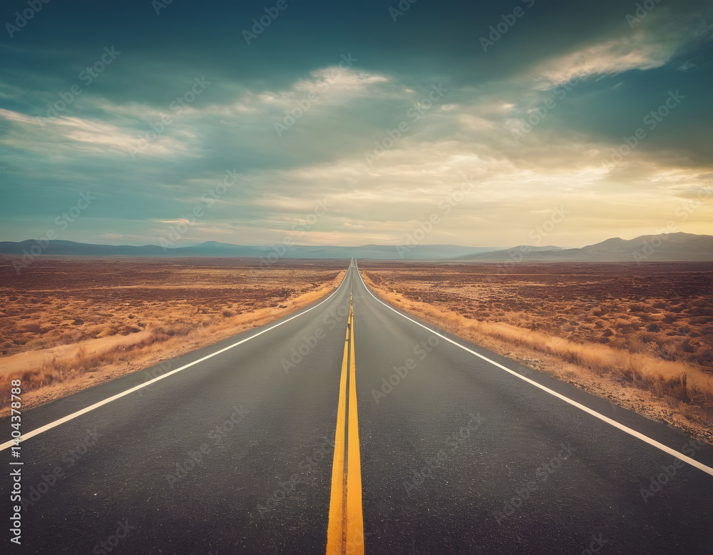 Naklejka premium Road to Success. Illustration background for presentation and wallpaper. road to the blue sky.