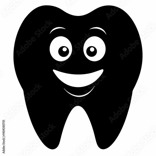 Black Silhouette Tooth Vector Illustration Dental Icon Graphic Design