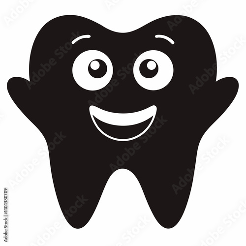 Black Silhouette Tooth Vector Illustration Dental Icon Graphic Design