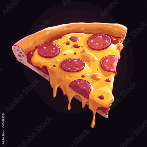 Hot cheesy pepperoni pizza slice