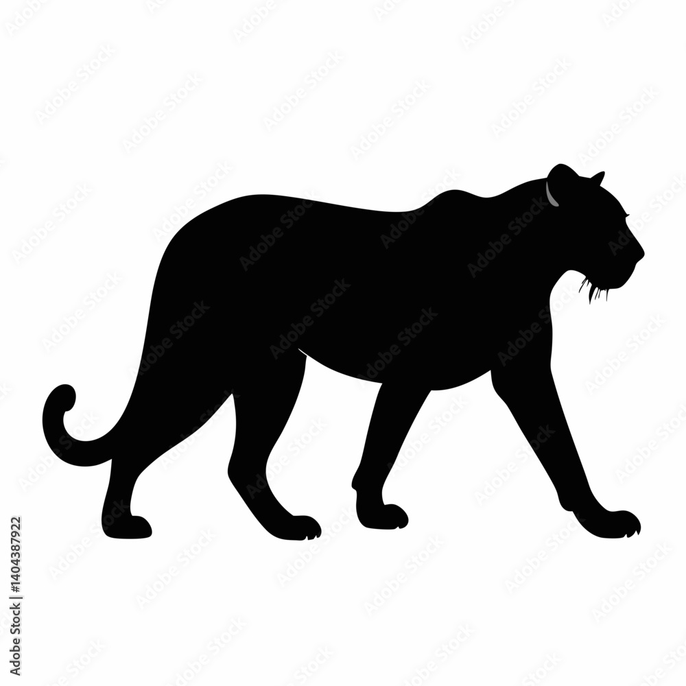 Elegant Black Panther Silhouette Walking Animal Illustration Vector Design Isolated Elegant Black Panther Silhouette Walking Animal Illustration Vector Design Isolated