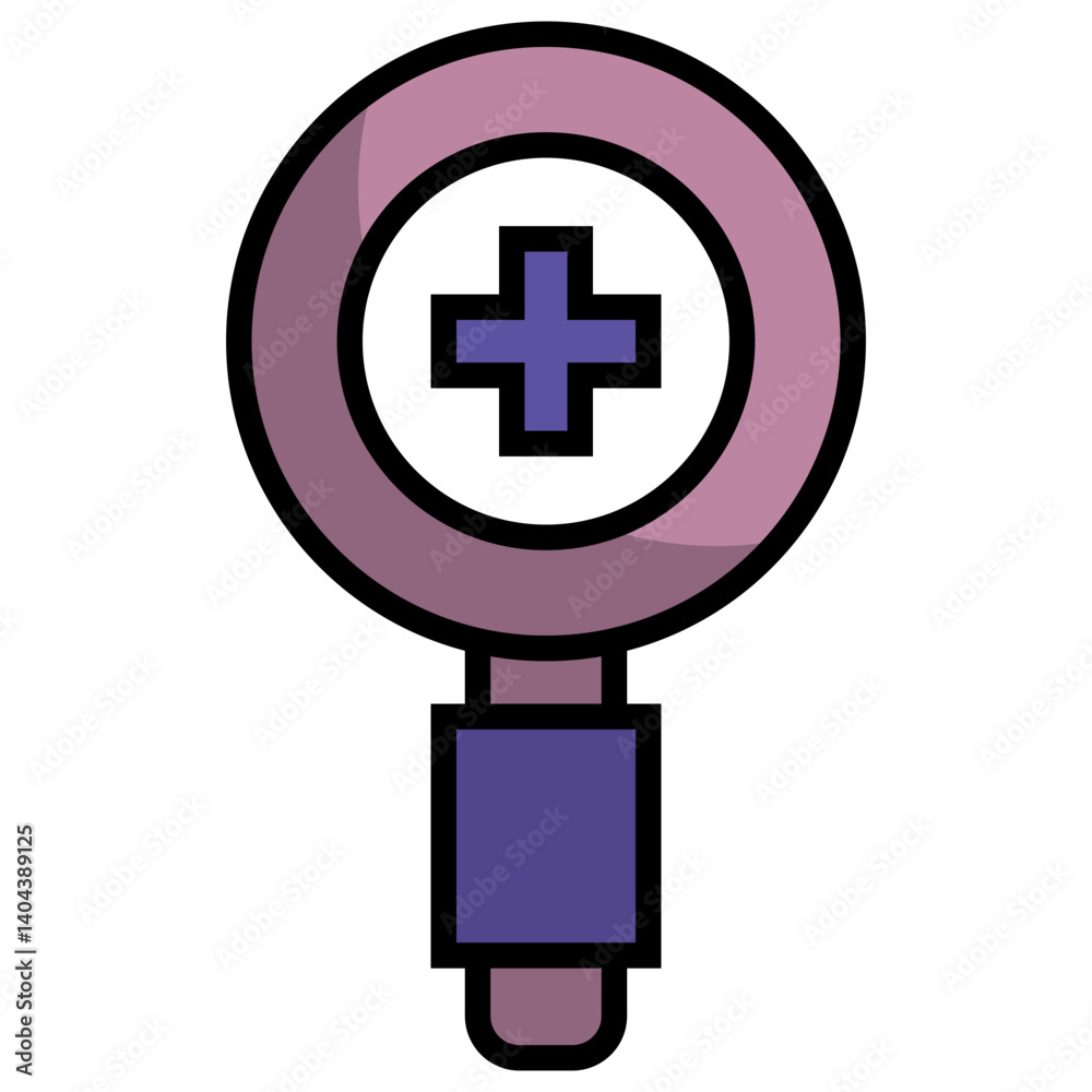 Fototapeta premium medical symbol in magnifying glass icon