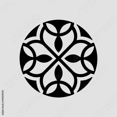 Geometric Pattern Mandala: A captivating black and white minimalist mandala design. This intricate geometric pattern embodies balance and harmony, perfect for your design projects.