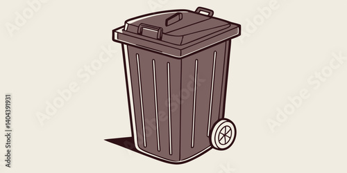 Vector Clean dark grey  Trash Can. Garbage Collection recycling trash can for waste disposal and environmental cleanliness.
