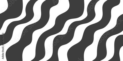 Curved hand drawn lines seamless pattern. Wavy stripes vector illustration. Groovy stylish abstract background.
