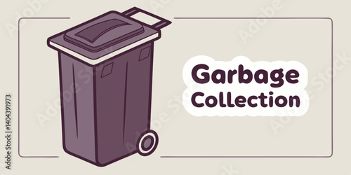 Vector Clean dark purple Trash Can. Garbage Collection recycling trash can for waste disposal and environmental cleanliness.
