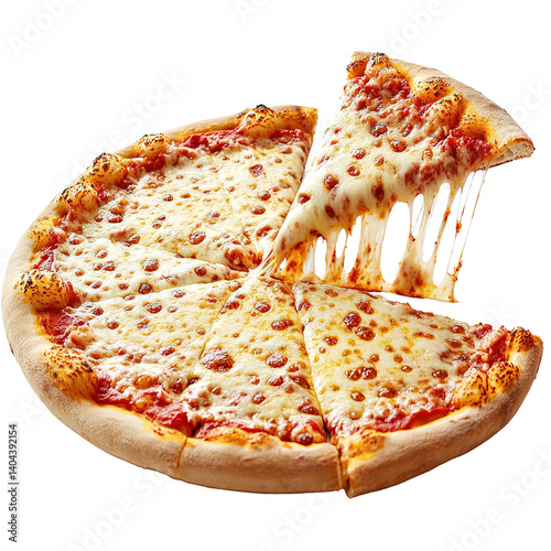 Delicious Cheesy Italian Pizza on Transparent PNG Background
 photo