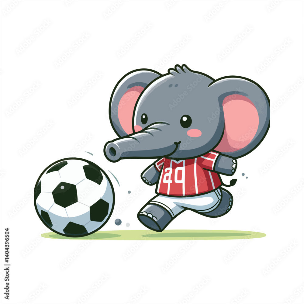 Fototapeta premium cute elephant soccer cartoon mascot vector