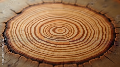Tree rings close-up. Natural wood texture with circular growth patterns. Best for nature, aging, and organic concepts.