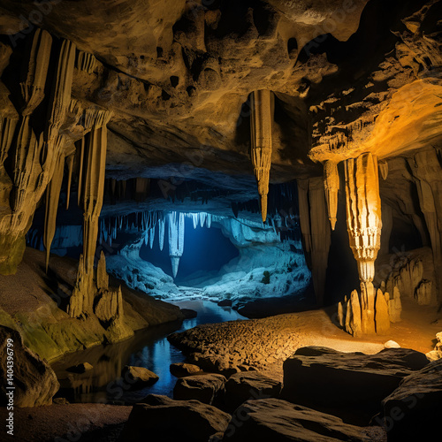 Shenandoah cave with stalagmites and stalactites