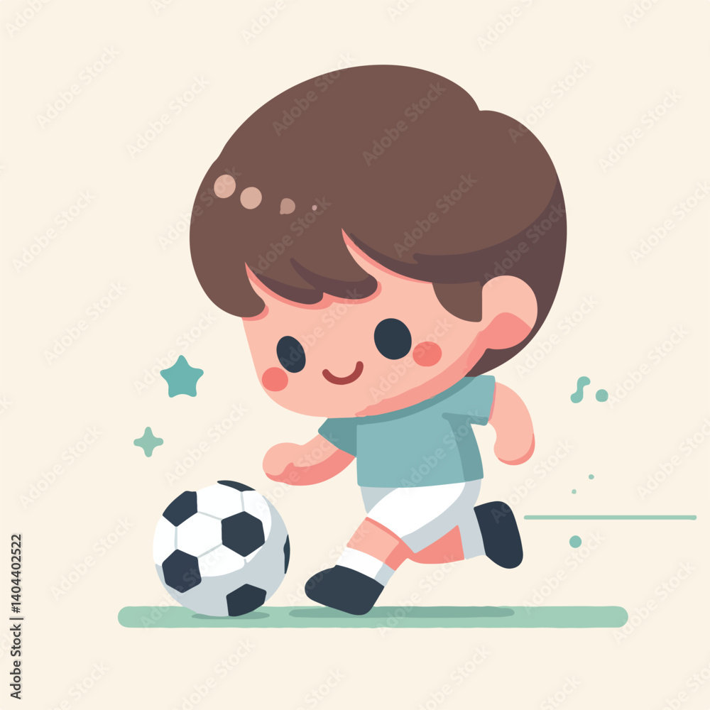 cute logo child playing football cartoon cute logo child playing football cartoon