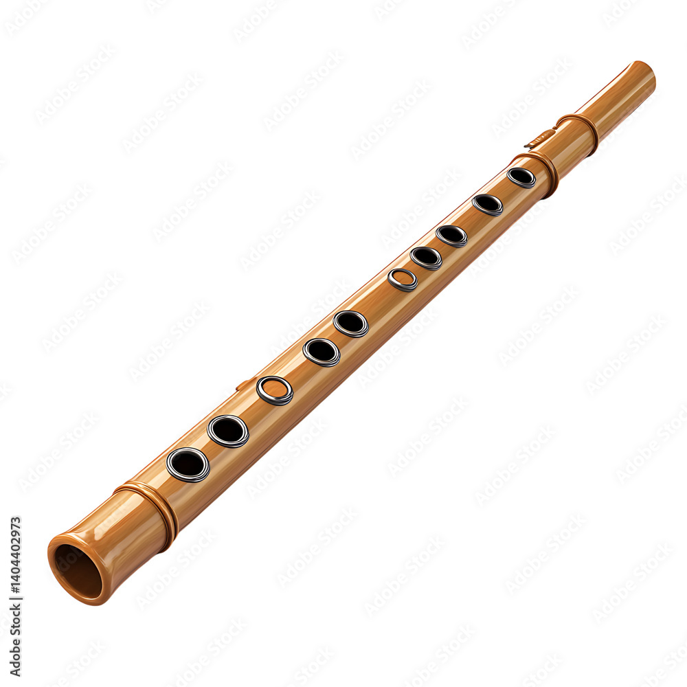 Naklejka premium flute cartoon isolated on white background full depth of field 