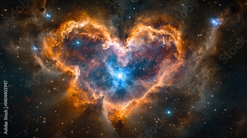 Cosmic Heart, A Celestial Formation in the Vastness of Outer Space