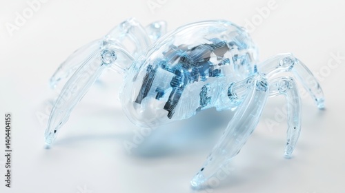 A futuristic biotech nanobot made of transparent materials,