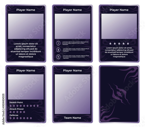 game card border template with smoke shadow theme and purple color gradation. for trading cards, cards in games.