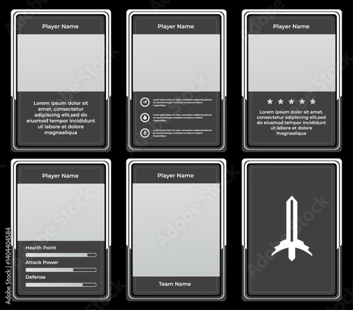 game card border template with classic special forces theme and gray and white colors. for trading cards, cards in games.