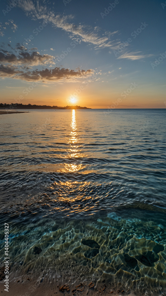 Obraz premium sea shore in the evening depicting sky and shallow water