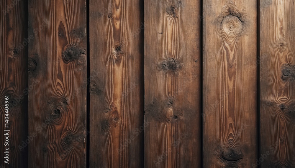 Naklejka premium Dark brown wooden plank background wallpaper. Old grunge dark textured wood with top view brown pine wood paneling. Natural weathered surface. Rustic texture ideal for design templates, websites,