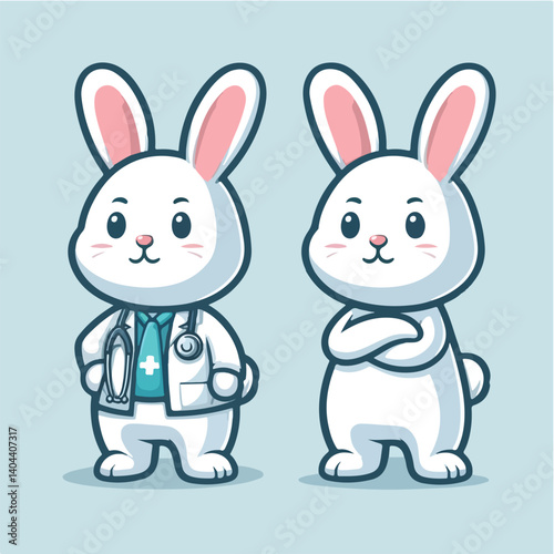 cute rabbit doctor logo cartoon design