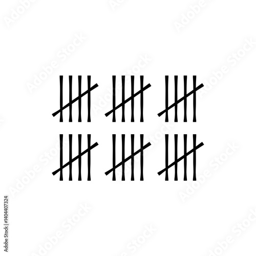 Wall tally marks. Prison day counting jail hash symbols