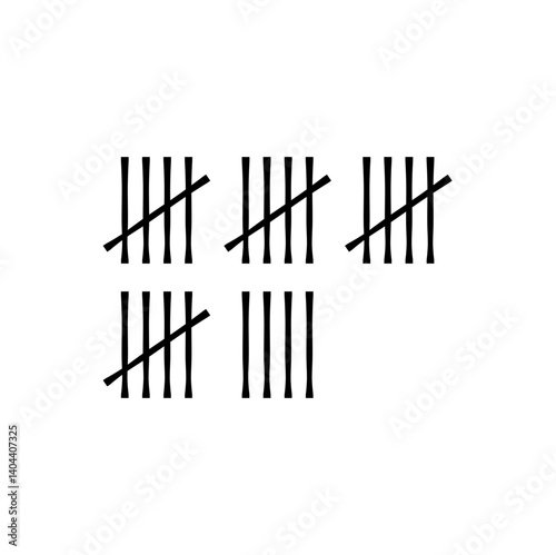 Wall tally marks. Prison day counting jail hash symbols