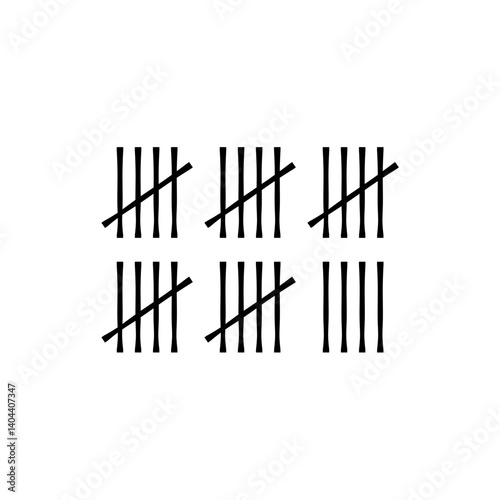 Wall tally marks. Prison day counting jail hash symbols