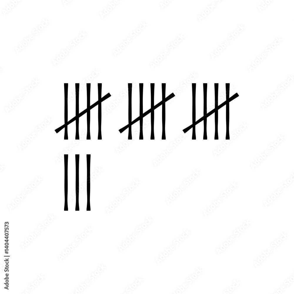 Wall tally marks. Prison day counting jail hash symbols Wall tally marks. Prison day counting jail hash symbols