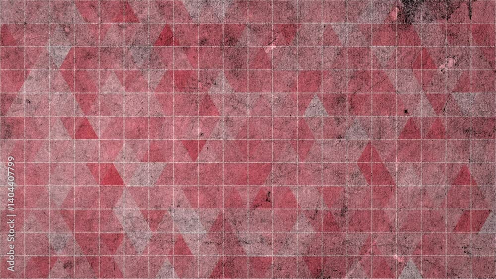 white grid grunge textured subtle smooth soft red background animation of triangular triangle fractal mosaic low poly geometric shape color switching in abstract flow motion.