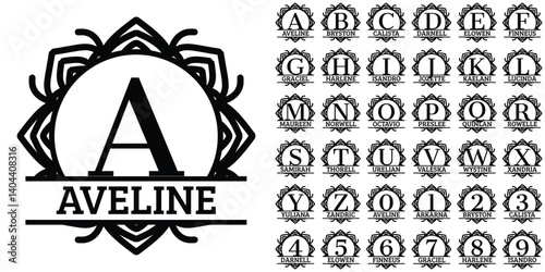Decorative Mandala Alphabet Vector Set. Intricate hand-drawn letters filled with detailed mandala patterns. Perfect for spiritual designs, boho themes, yoga studios, meditation branding, coloring page