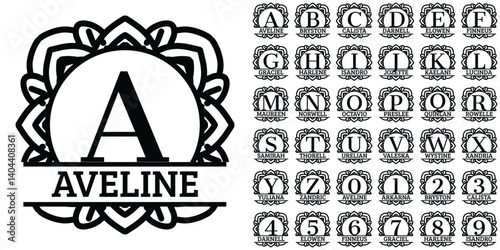 Decorative Mandala Alphabet Vector Set. Intricate hand-drawn letters filled with detailed mandala patterns. Perfect for spiritual designs, boho themes, yoga studios, meditation branding, coloring page